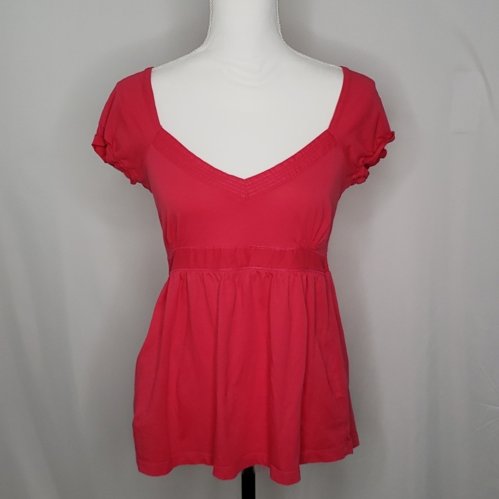 Zara 100% Cotton Plunging Neck Line Blouse